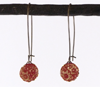 Red Clay & Brass Earrings with Floral Designby Yummy & Co.